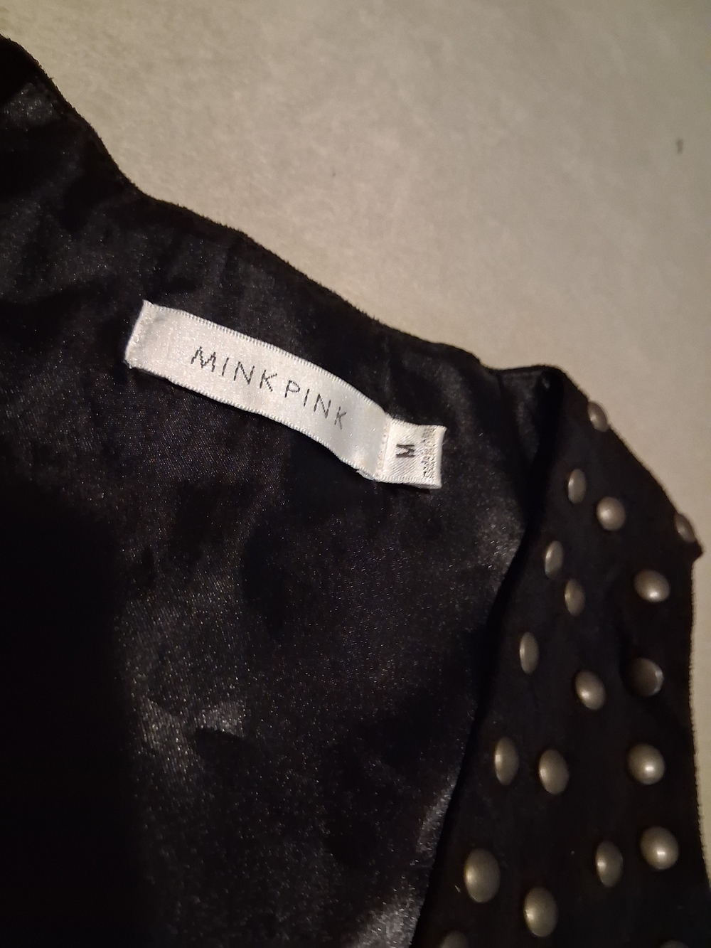 MINKPINK Black Faux Suede Fringe Vest with Stud Details - Picture 6 of 6